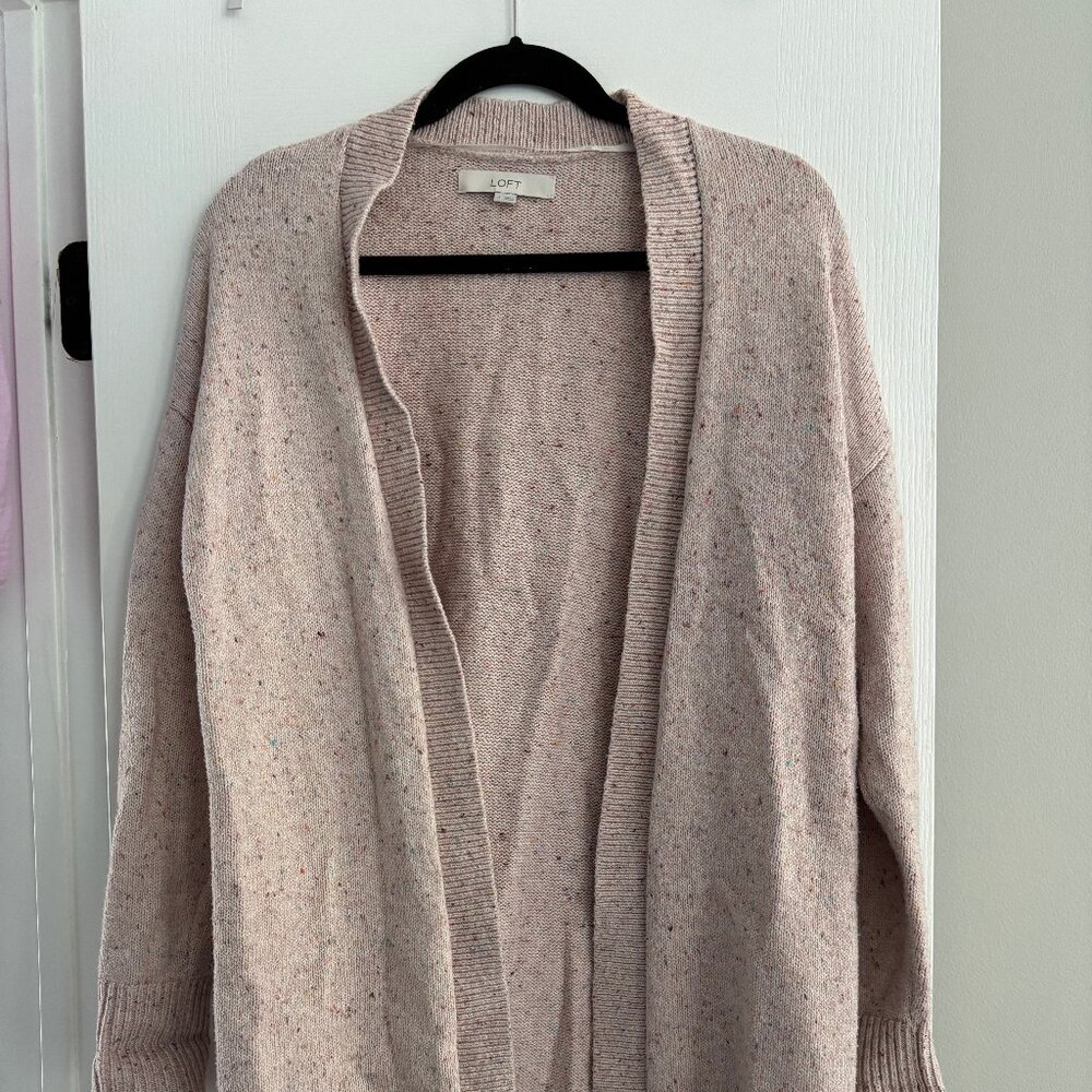 LOFT pink open sweater